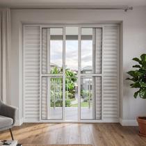 Porta Balcão de Alumínio com 6 Folhas 210x200cm com Fechadura Yescasa Branco