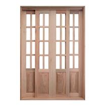 Porta Balcão de Correr de Madeira Padrão Cedro Meia Almofada Reto Batentes de 14 CM Esquadrias Longo - 2.15 (A) x 2.00 (L)