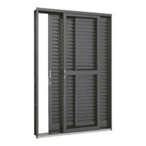 Porta Balcão de Correr em Aço 217 x 160 x 12 cm 3 Folhas Direita Belfort Sasazaki