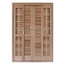 Porta Balcão de Correr Quadriculado 6 Folhas Cedro Arana 215cmx200cmx15cm Madersilva