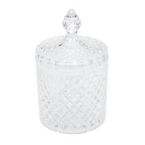 Porta Baleiro Bomboniere Potiche De Cristal Com Tampa Litt 17,5cm Mesa