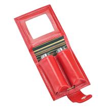 Porta Batom Duplo LIP em Couro Galvani