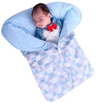 Porta Bebê Saco de Dormir Inverno 100% Algodão Aconchego Baby Azul