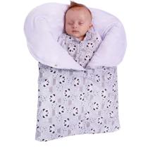 Porta Bebê Saco de Dormir Inverno 100% Algodão Aconchego Panda Branco Baby