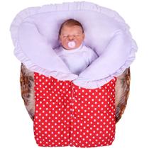Porta Bebê Saco De Dormir Menina Quentinha Charmosa Vermelho Poá