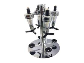Porta Bebidas Dispenser Bar Butler Whisky Pinga Vodka Dosador Giratório Aço Inoxidável Para 4 Garrafas