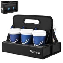 Porta-bebidas Nesthao reutilizável e portátil para 6 copos com alça Porta-bebidas Nesthao reutilizável e portátil para 6 copos com alça