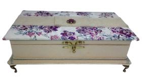 Porta Biju 30x17x8cm Forrada Em Jacquard Floral Luxo Porta Biju 30x17x8cm Forrada Em Jacquard Floral Luxo