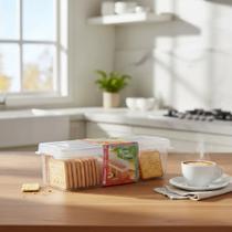 Porta Biscoito Água E Sal E Torradas Em Plástico Nitron Transparente Porta Biscoito Água E Sal E Torradas Em Plástico Nitron Transparente
