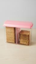 Porta Biscoitos Acrílico Rosa Com Divisória Porta Biscoitos Acrílico Rosa Com Divisória