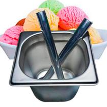 Porta boleador de sorvete inox com 2 boleadores cabo longo