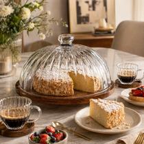 Porta Bolo 29cm Cristal Base Madeira Montecarlo Hauskraft