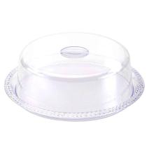 Porta Bolo Acrílico Cristal Com Tampa Trançado 34x11cm Keita