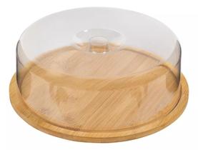 Porta bolo bambu c/ tampa acrilica 28cm boleira