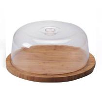 Porta Bolo Bambu Com Tampa Acrílica 28Cm - Wincy