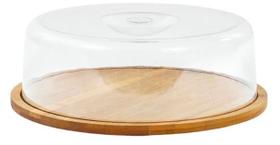 Porta Bolo Bambu e Acrílico 28x28 cm Mimo BM19160 Porta Bolo Bambu e Acrílico 28x28 cm Mimo BM19160