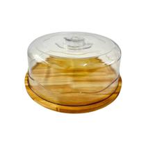 Porta Bolo Boleira De Madeira Com Tampa Acrílico Decorativo Artesanal