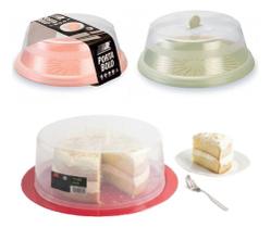 Porta Bolo Boleira Plástico 29cm Tampa Transparente Sortido