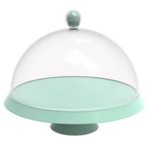 Porta Bolo com Cúpula e Pé 30cm Verde Menta Bubble Crippa Boleira Tortas Doces