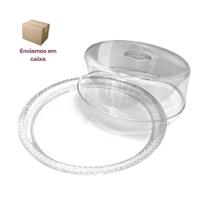 Porta Bolo Decorado Trança Com Tampa Para Mesa - Grande Porta Bolo Decorado Trança Com Tampa Para Mesa - Grande