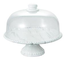 Porta Bolo Hauskraft Em Porcelana Marmore Com Cupula 27,5cm
