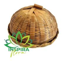 Porta Bolo Pão Boleira Com Tampa Palha Bandeja Bambu Pães 15x30x30 - Flora Full