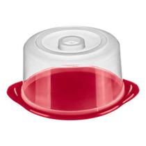 Porta Bolo Plástico-Cor Vermelha-SANREMO