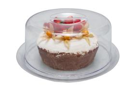 Porta bolo redondo boleira 24cm com tampa e prato acrílico transparente - Mundo Pelc
