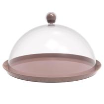 Porta Bolo Torta 25cm Bubble com Cúpula Amêndoa Crippa Boleira Doces Petiscos