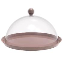 Porta Bolo Torta 30cm Bubble com Cúpula Amêndoa Crippa Boleira Doces Petiscos