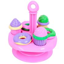 Porta Bolos Cupcakes Donuts Confeitaria Brinquedo C/ Suporte Infantil 7pcs