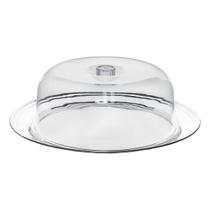 Porta Bolos View Com Prato Base Inox Boleira Cúpula Acrílico