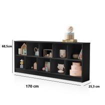 Porta Brinquedos com Nichos Organizador Horizontal Preto