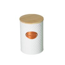 Porta Café Canister Com Tampa Bambu Pote Mosaic Aço 300g Porta Café Canister Com Tampa Bambu Pote Mosaic Aço 300g