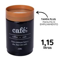 Porta Café Pote Mantimentos Plug Redondo 1,15 L Plástico Tampa Rosca Organizador Empalhável Plasutil Porta Café Pote Mantimentos Plug Redondo 1,15 L Plástico Tampa Rosca Organizador Empalhável Plasutil