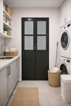 Porta Camarão Lambril Alumínio Preto Com Vidro Boreal Lado Direito 210x80