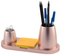 Porta Caneta Clips Lembrete Maxcril Trio Plus Rose Metallic - Maxcrill