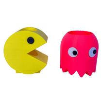 Porta Caneta Conjunto Pacman Lápis Organizador Mesa Office