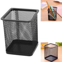 Porta Caneta, Lápis, Aramado, Quadrado, Preto, 10x8cm, Kit 5 Unids