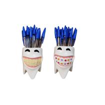 Porta Caneta Lapis Formato De Dente Kit Com 2 Peças Ceramica Porta Caneta Lapis Formato De Dente Kit Com 2 Peças Ceramica