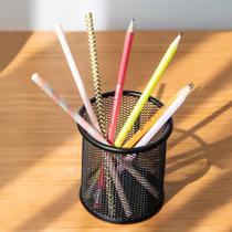 Porta caneta, lápis, objetos aramado metal redondo papelaria escritório multiuso moderno