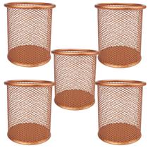 Porta Caneta, Lápis, Redondo, Metal, Rose Gold Kit c/ 5 Unidades Porta Caneta, Lápis, Redondo, Metal, Rose Gold Kit c/ 5 Unidades