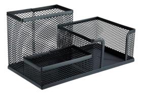 Porta Caneta Organizador De Mesa 3 Divisórias Aramado Preto