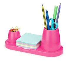 Porta Caneta Pink 3 Em 1 Canetas Clipes E Anotações - Waleu