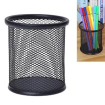 Porta Caneta, Porta Lápis, Kit c/ 2 Unds, Redondo, Aramado, Preto