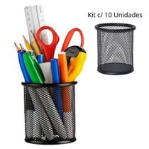 Porta Caneta, Porta Lápis, Porta Treco Kit c/ 10 Unds, Redondo, Aramado, Preto Porta Caneta, Porta Lápis, Porta Treco Kit c/ 10 Unds, Redondo, Aramado, Preto