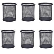Porta Caneta, Porta Lápis, Porta Treco Kit c/ 6 Unds, Redondo, Aramado, Preto Porta Caneta, Porta Lápis, Porta Treco Kit c/ 6 Unds, Redondo, Aramado, Preto