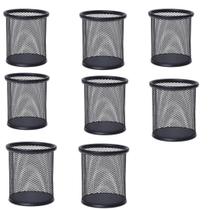 Porta Caneta, Porta Lápis, Porta Treco Kit c/ 8 Unds, Redondo, Aramado, Preto Porta Caneta, Porta Lápis, Porta Treco Kit c/ 8 Unds, Redondo, Aramado, Preto