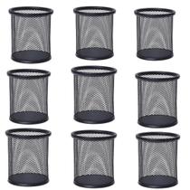 Porta Caneta, Porta Lápis, Porta Treco Kit c/ 9 Unds, Redondo, Aramado, Preto Porta Caneta, Porta Lápis, Porta Treco Kit c/ 9 Unds, Redondo, Aramado, Preto