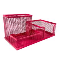 Porta Caneta Porta Treco Kit Organizador Escritório com 3 Repartições para Mesa de Escritório ROSA - Markys Store